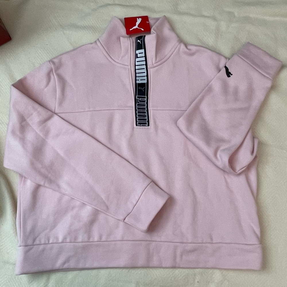 PUMA, Pathfinder Half Zip, Soft Pink Sweatshirt, Size XL